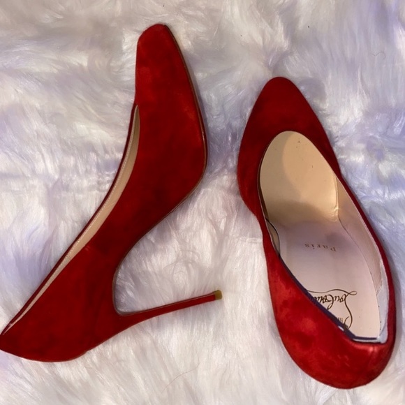 NEW Christian Louboutin Red Sueded Pumps Size 39.5 - Picture 3 of 13